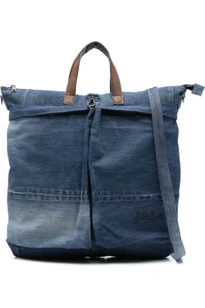 MC2 SAINT BARTH Torebki, Mężczyzna, Niebieski, ONE SIZE, Denim, Niebieska Torba Kurierska z Denimu
