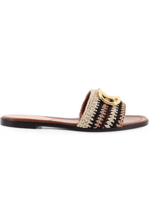 VALENTINO GARAVANI Buty, Kobieta, Wielobarwność, 37 EU, Skóra, Klapki Vlogo Signature Crochet Slide Sandals