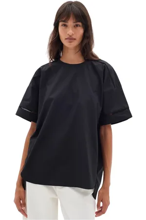 INWEAR Koszulki, Kobieta, Czarny, XS, Bawełna, Czarna Oversized Tee z Półrękawami