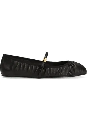 Dolce & Gabbana Buty, Kobieta, Czarny, 39 EU, Czarne Skórzane Baletki z Sprzączką