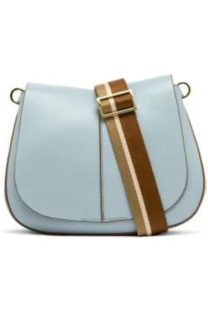 Gianni chiarini Torebki, Kobieta, Niebieski, ONE SIZE, Len, Strukturalna Skórzana Torba na Ramię