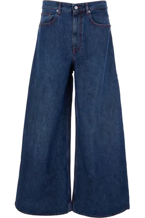 ERL Jeansy, Mężczyzna, Niebieski, L, Denim, Niebieskie Baggy Jeansy z Logo Patch