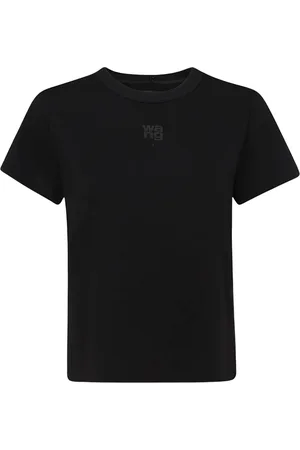 Alexander Wang Koszulki, Kobieta, Czarny, S, Czarna Bawełniana Koszulka z Nadrukiem