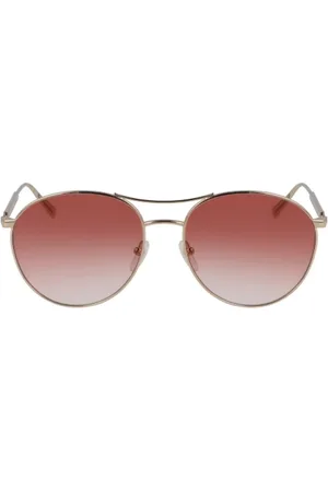 Longchamp Akcesoria, Kobieta, Żółty, 59 MM, Złote metalowe okulary przeciwsłoneczne