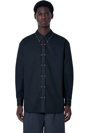 LEMAIRE Koszule, unisex, Czarny, L, Bawełna, Koszula z metalowymi zdobieniami