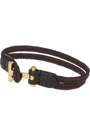 Tom Ford Akcesoria, Mężczyzna, brązowy, M, Nylon, Pleciony Bransoletka Nylonowa