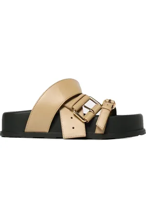 Moschino Buty, Kobieta, Beżowy, 37 EU, Beżowy Sandał z Paskiem i Niską Podeszwą