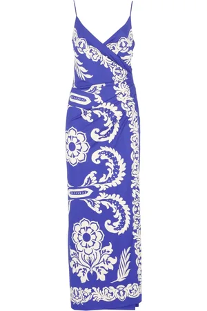 Etro Sukienki, Kobieta, Fioletowy, M, Fioletowa Sukienka z Wzorem Paisley i Dekoltem w Serek
