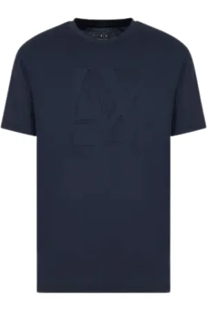 Armani Exchange Koszulki, Mężczyzna, Niebieski, M, Niebieski Bawełniany T-shirt z Logo