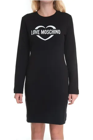 Moschino Sukienki, Kobieta, Czarny, L, Bawełna, Sukienka z polaru z logo