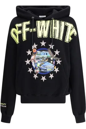 OFF-WHITE Bluzy, Mężczyzna, Czarny, M, Fresco Star Hoodie