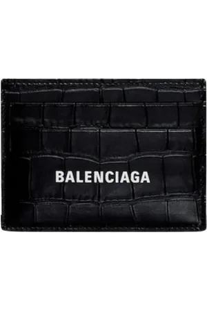 Balenciaga Akcesoria, Mężczyzna, Czarny, ONE SIZE, Len, Portfel ze skórzanym nadrukiem logo