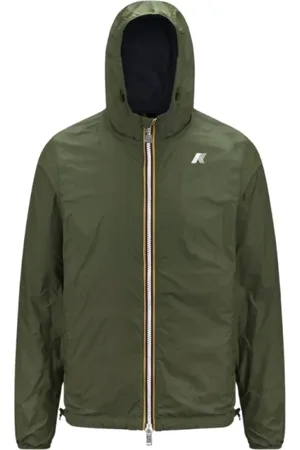 K-Way Kurtki, Mężczyzna, Zielony, XS, Nylon, Kurtka wodoodporna Jake Plus Zielono-Beżowa