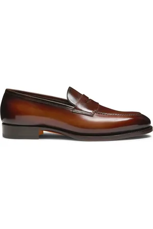 santoni Buty, Mężczyzna, brązowy, 41 1/2 EU, Mokasyny Skórzane Wyprodukowane we Włoszech