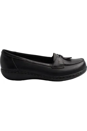 Clarks Buty, Kobieta, Czarny, 37 EU, Skóra, Klasyczne skórzane mokasyny z detalami frędzli