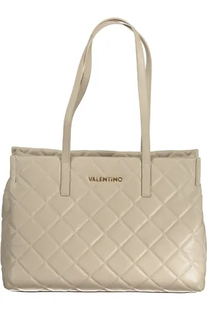 Valentino by Mario Valentino Torebki, Kobieta, Beżowy, ONE SIZE, Len, Beżowa torba na ramię z kieszenią na laptopa
