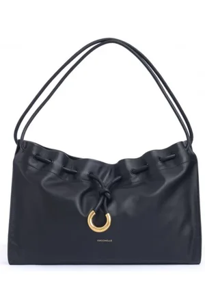 Coccinelle Torebki, Kobieta, Czarny, ONE SIZE, Czarna skórzana torba z metalowym C