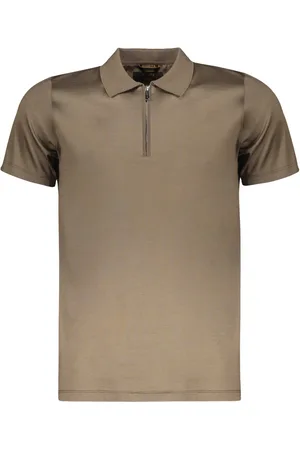 MOORER Koszulki, Mężczyzna, brązowy, 2XL, Bawełniany polo z rozporkami
