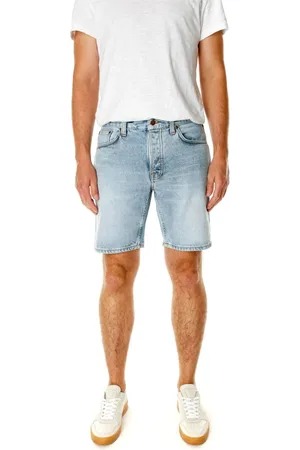 Nudie Jeans Szorty, Mężczyzna, Niebieski, W33, Denim, Szorty z denimu o średniej talii i pięcioma kieszeniami