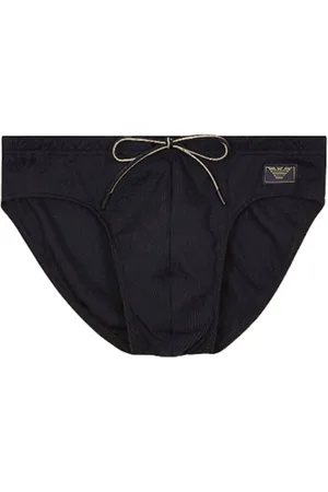 Emporio Armani Stroje kąpielowe, Mężczyzna, Czarny, M, Satyna, Czarna Odzież Morska Piquet Satyna