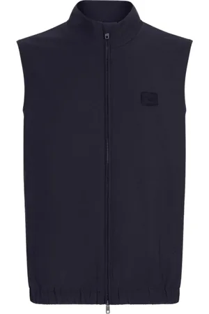 Dolce & Gabbana Kurtki, Mężczyzna, Niebieski, L, Midnight Logo Plaque Vest