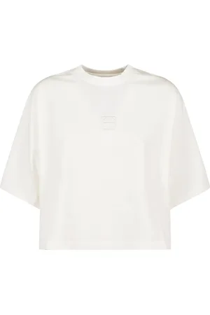 ANINE BING Koszulki, Kobieta, Biały, S, Monogram Framed Cropped Tee