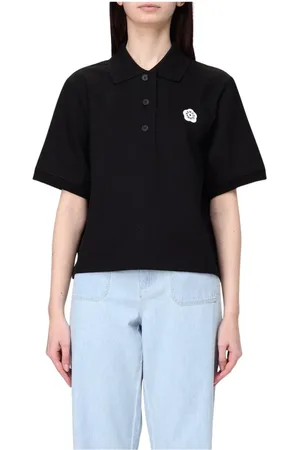 Kenzo Koszulki, Kobieta, Czarny, S, Biała Bawełniana Koszulka Polo