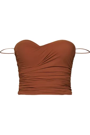 Amazuìn Koszulki, Kobieta, brązowy, ONE SIZE, Karmel Top z dekoltem w serce