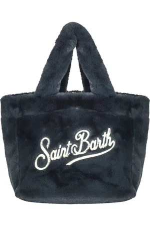 MC2 SAINT BARTH Torebki, Kobieta, Niebieski, ONE SIZE, Poliester, Miękka torba średnia z eko futra z haftowanym logo