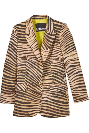 Roberto Cavalli Kurtki, Kobieta, Wielobarwność, S, Poliester, Animalier Cady Kurtka Jednoguzikowy Wzór