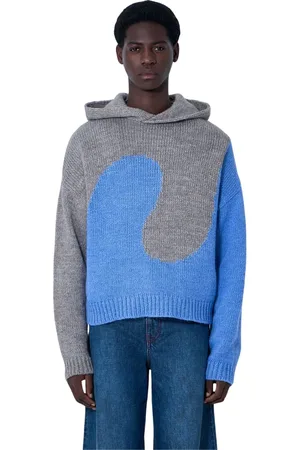 ERL Bluzy, Mężczyzna, Niebieski, L, Swirl Swetrowa Bluza z Kapturem