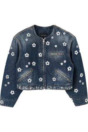 Marc Jacobs Kurtki, Kobieta, Niebieski, XS, Kurtka z cekinami i kwiatami