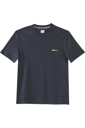 Paul Smith Koszulki, Mężczyzna, Niebieski, L, Niebieski T-shirt z Logo i Wieloma Paskami
