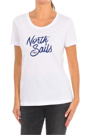 North Sails Koszulki, Kobieta, Biały, L, Bawełna, T-shirt z krótkim rękawem i ściągaczem na szyi