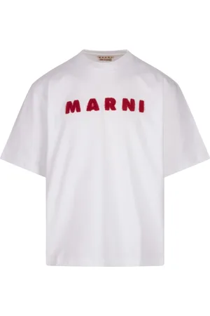 Marni Koszulki, Mężczyzna, Biały, L, Białe T-shirty i Pola z Haftem z Moheru