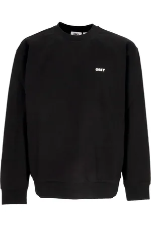 Obey Bluzy, Mężczyzna, Czarny, XS, Czarna lekka bluza z okrągłym dekoltem w śmiałym fasonie