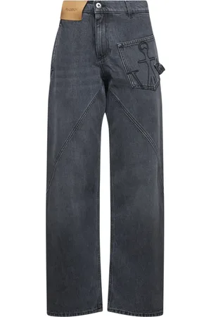 J.W.Anderson Jeansy, Kobieta, Szary, W28, Bawełna, Szare jeansy z efektem skręconej nogawki