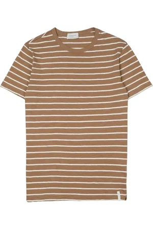 BROOKSFIELD Koszulki, Mężczyzna, brązowy, XL, Len, Paski T-shirt z bawełny