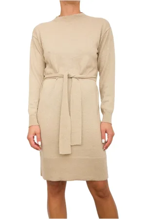 Armani Exchange Sukienki, Kobieta, brązowy, M, Wełna, Elegancka dzianinowa sukienka dzienna Oro