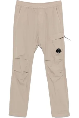 C.P. Company Spodnie, Mężczyzna, Beżowy, L, Nylon, Spodnie cargo z płaskiego nylonu