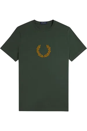 Fred Perry Koszulki, Mężczyzna, Zielony, S, Wieniec Lauru Teksturowany T-shirt z Bawełny