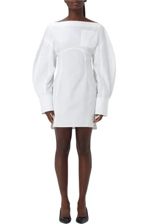 Jacquemus Sukienki, Kobieta, Biały, 2XS, Elegancka Biała Sukienka Koszulowa