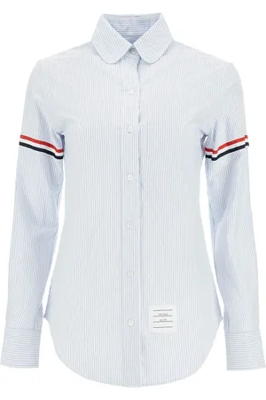Thom Browne Bluzki, Kobieta, Niebieski, XS, Bawełna, Klasyczna koszula Oxford z bawełny