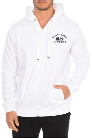 North Sails Bluzy, Mężczyzna, Biały, 2XL, Bawełna, Bluza z zamkiem i nadrukiem marki