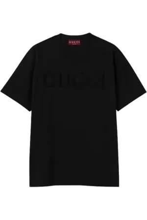 Gucci Koszulki, Mężczyzna, Czarny, L, Czarna Koszulka z Logo na Piersi Okrągły Dekolt