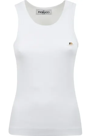 Fiorucci Koszulki, Kobieta, Biały, L, Biała Dzianinowa Koszulka z Plamą Angels
