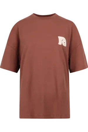 Nanushka Koszulki, Kobieta, brązowy, S, Haftowany Wren T-shirt