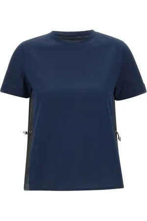 HERNO Koszulki, Kobieta, Niebieski, S, Niebieski elegancki T-shirt z krótkimi rękawami