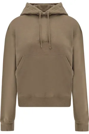 Saint Laurent Bluzy, Kobieta, Zielony, XS, Bawełniany sweter z haftem logo