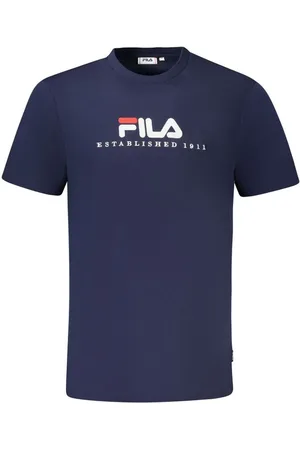 Fila Koszulki, Mężczyzna, Niebieski, S, Niebieski T-shirt z Bawełny z Haftem